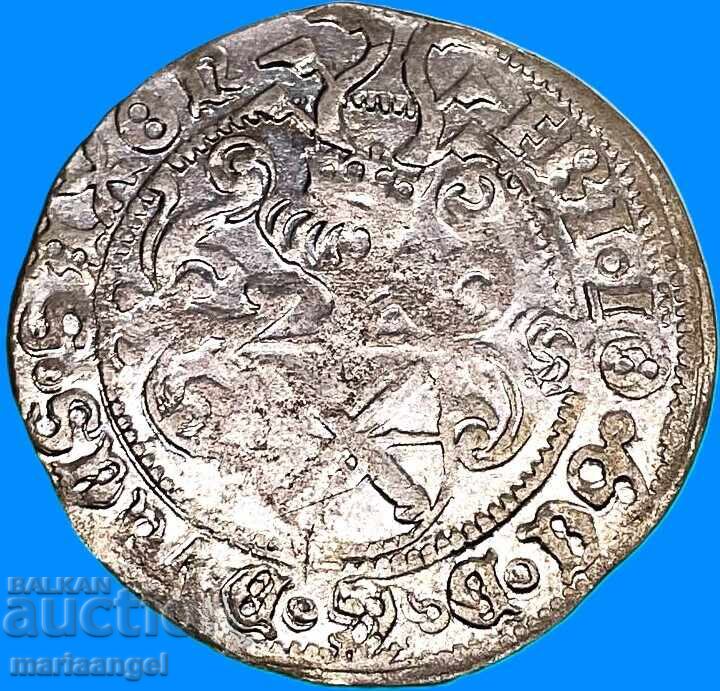 Германия 1 грош Саксония Фридрих III 26,5мм сребро - рядка - 6