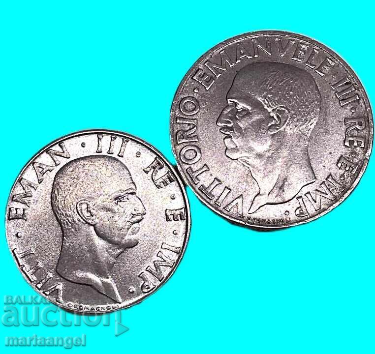 Ιταλία 1 Λίρα 1942 + 50 Τσεντέζιμι 1941 Βίκτωρ Εμμανουήλ Γ' - 6