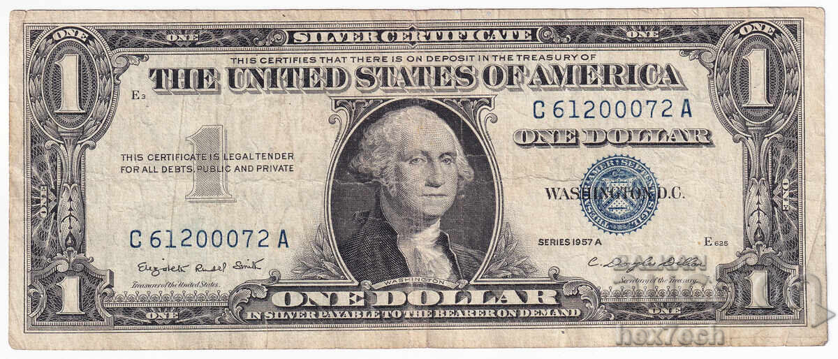 ❤️ ⭐ USA 1957 A 1 Dollar Blue Seal 2 ⭐ ❤️ with price € 6.99 | 13.67 BGN