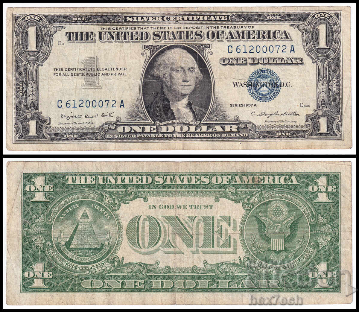 ❤️ ⭐ USA 1957 A 1 Dollar Blue Seal 2 ⭐ ❤️