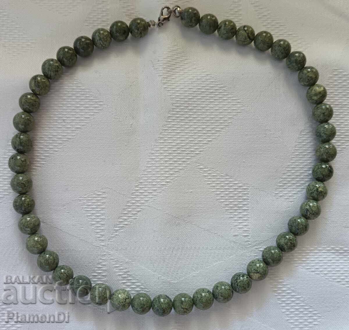 Colier/șirag din piatră semiprețioasă naturală Serpentin rusesc