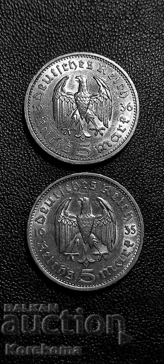 2х5 Герм. Марки 1935/36г. Сребро от 1ц.БЗЦ. Чети описанието! с цена € 3.61 | 7.06 лв. 2х5 Герм. Марки 1935/36г. Сребро от 1ц.БЗЦ. Чети описанието! с цена € 3.61 | 7.06 лв.