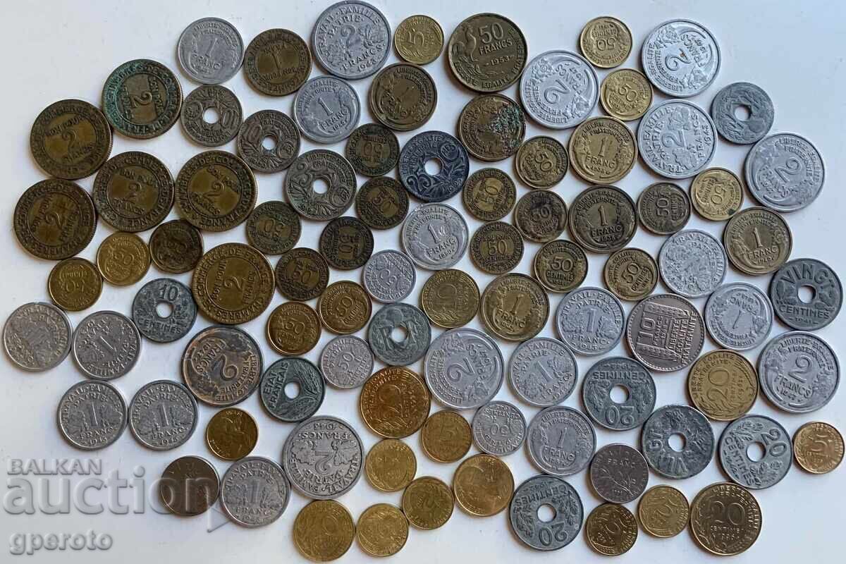Colecție de monede franceze (1920-1998) - 90 buc Colecție de monede franceze (1920-1998) - 90 buc