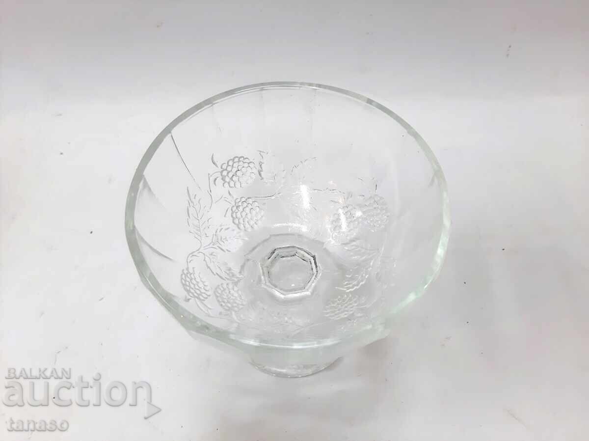 Delivery of Vintage glass bowl with a pedestal for sundaes, candies, desserts