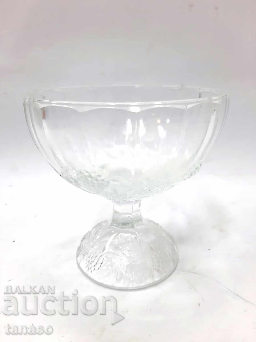 Vintage glass bowl with a pedestal for sundaes, candies, desserts