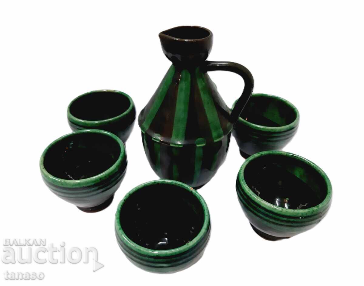 Trojan ceramic set, glazed, pitcher + 6 cups with price € 25.00 | 48.90 BGN