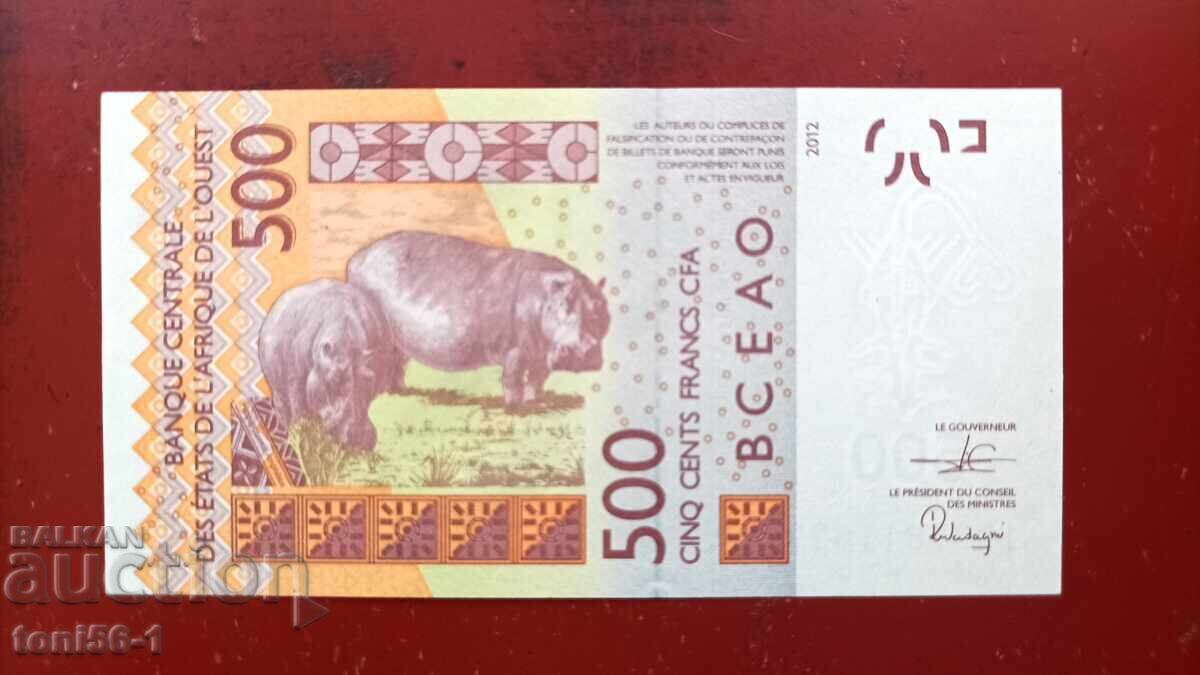 Кот д'Ивоар 500 А   франка  2019 - UNC с цена 4.50 €