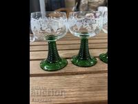 Retro nemski chashi za vino R’omer (Römer) sŭs zeleno stolche