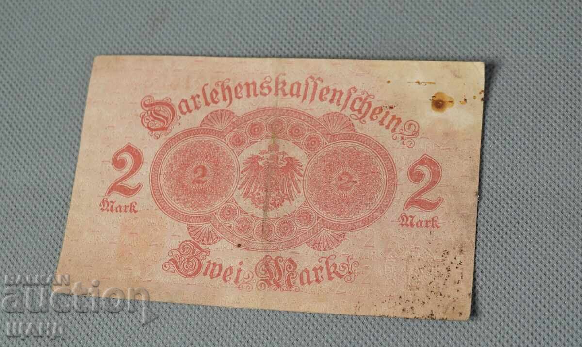 1914 Germany 2 Mark banknote with price € 1.25 | 2.44 BGN