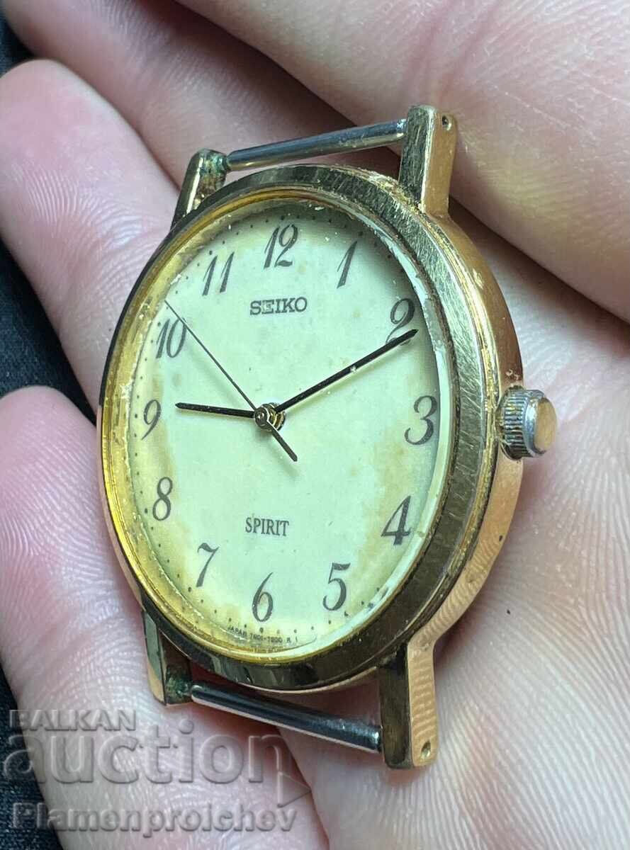 Аукцион РЯДЪК ПОЗЛАТЕН ЧАСОВНИК SEIKO SPIRIT ФОСФОР КВАРЦ