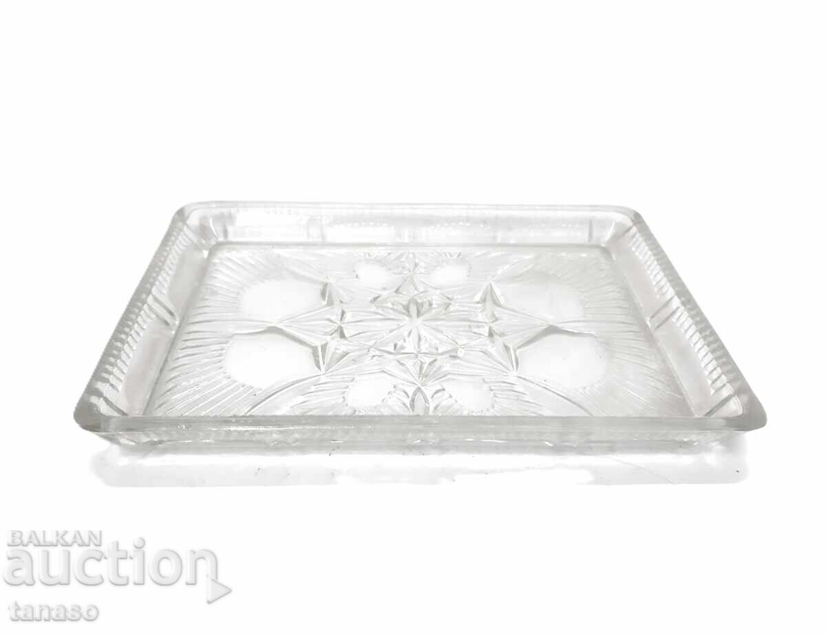 Vintage glass platter, tray, serving tray 19 × 13 cm – 420 g