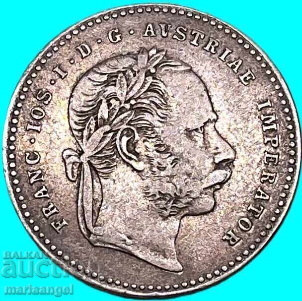 20 kreĭtseri 1868 Austria Franz Joseph argint - 6
