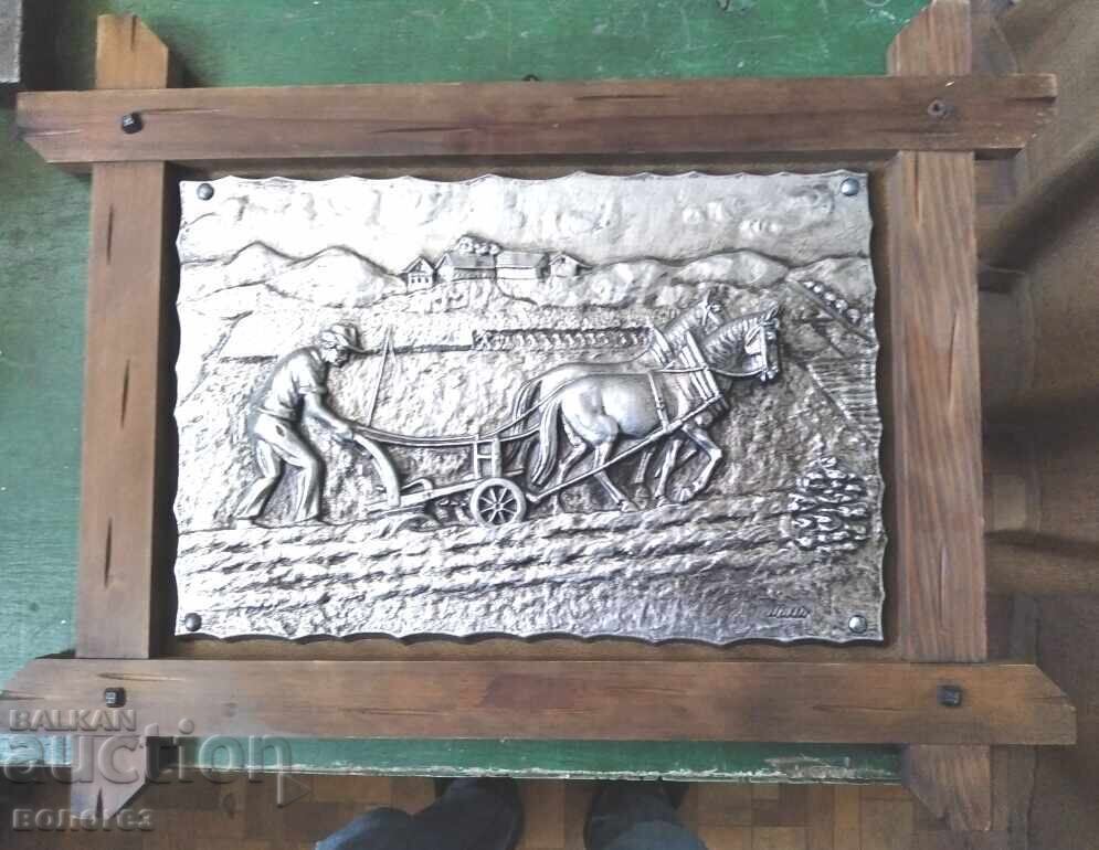 Embossed tin picture by Jacques Muller (signed)