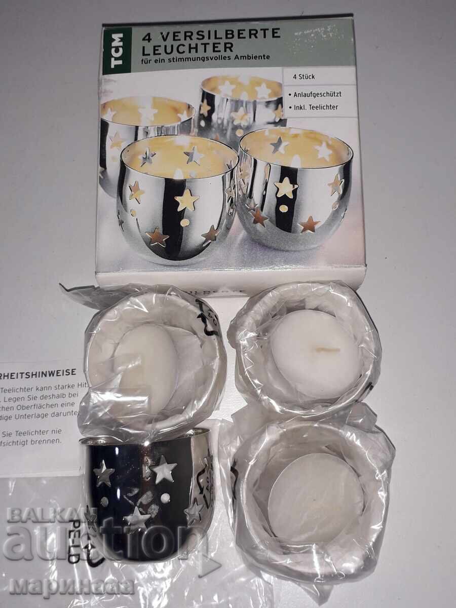 SILVER-PLATED CANDLE HOLDERS FOR TEA LIGHTS