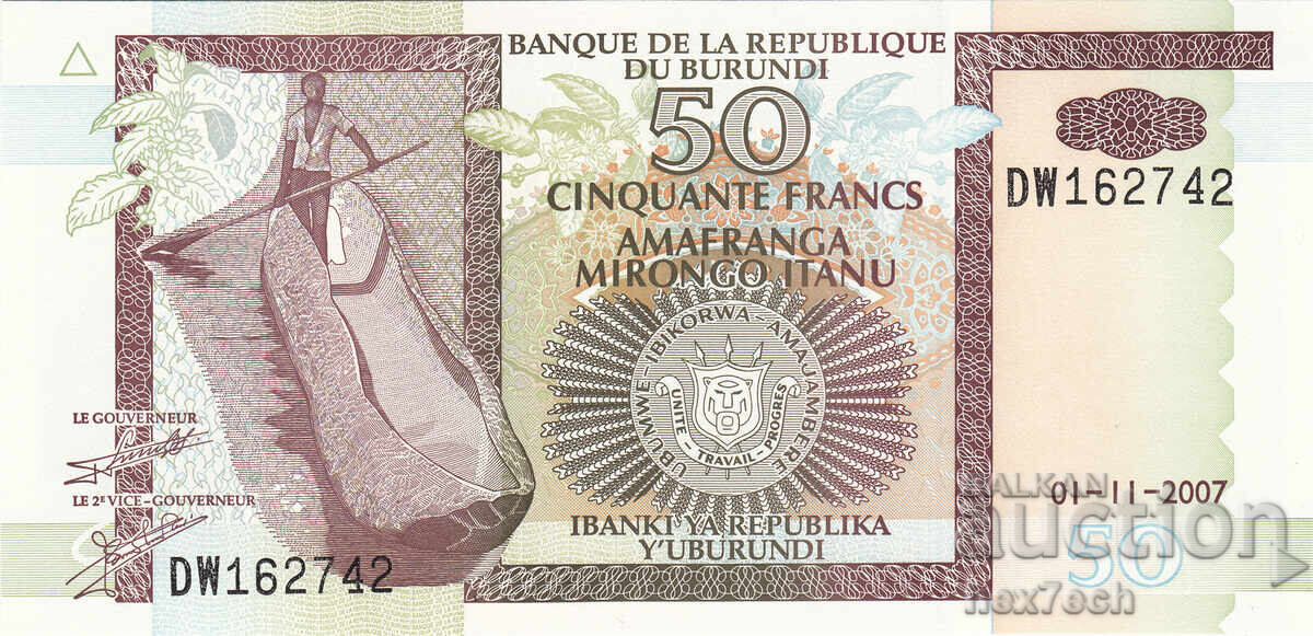 ❤️ ⭐ Burundi 2007 50 Francs UNC new ⭐ ❤️ with price € 2.99 | 5.85 BGN