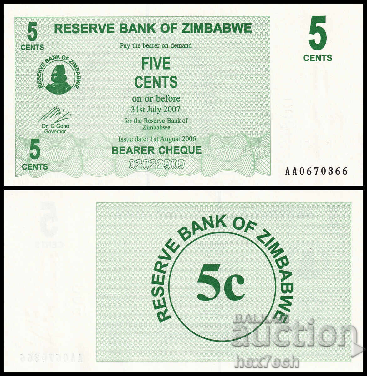 ❤️ ⭐ Zimbabwe 2006 5 cents UNC new ⭐ ❤️