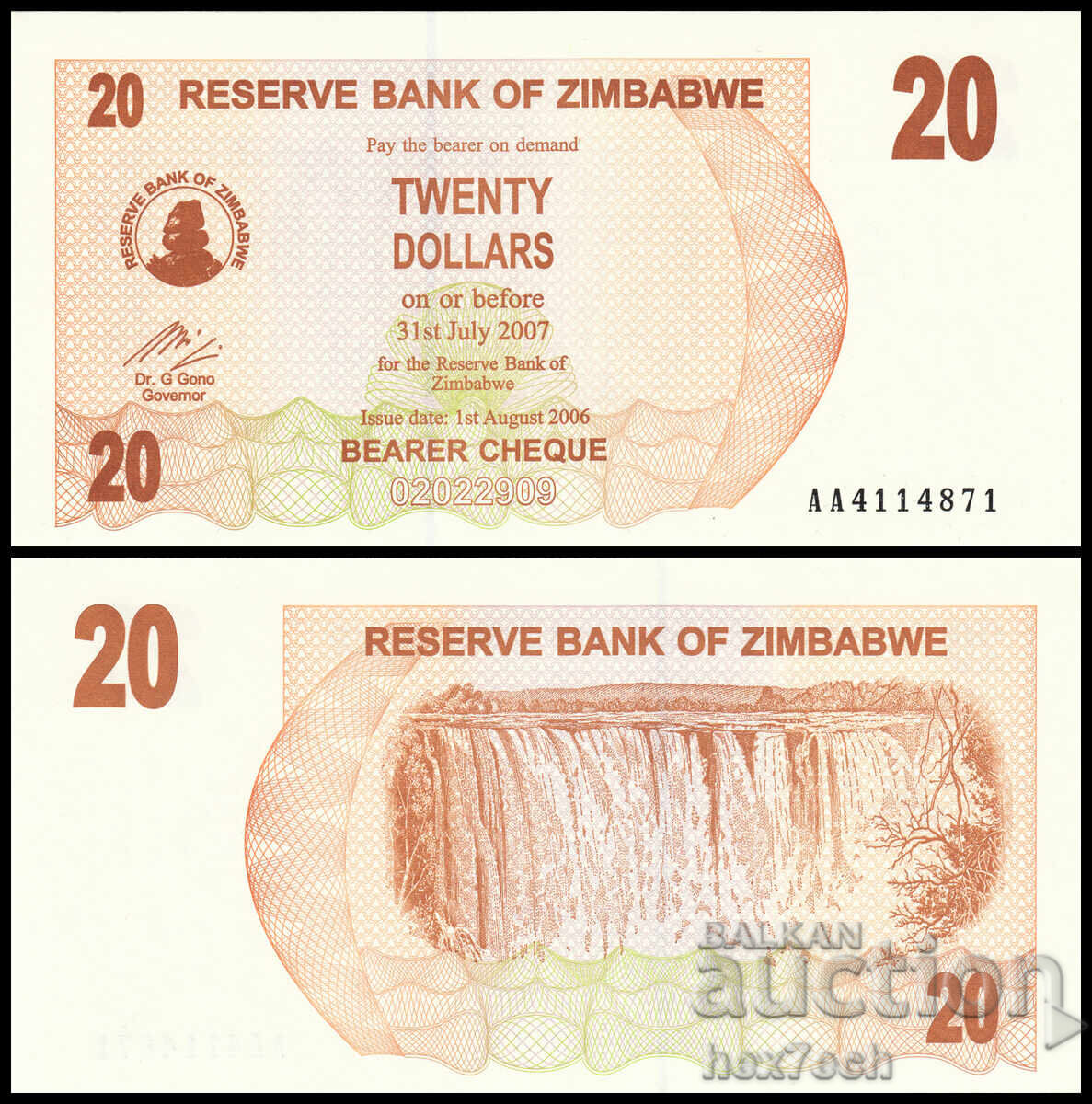 ❤️ ⭐ Zimbabwe 2006 20 dollars UNC new ⭐ ❤️