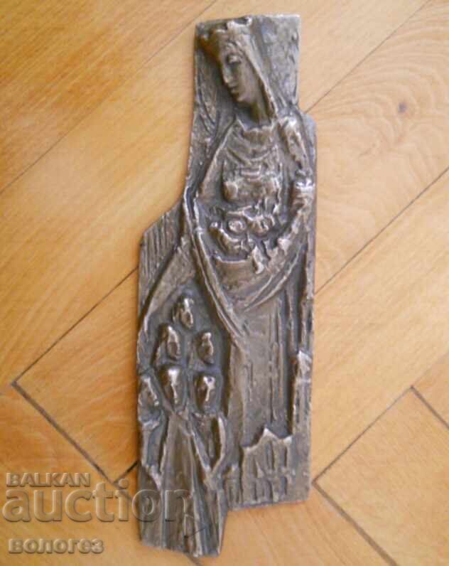 Bronze plaque by Josef Krautwald - Queen Jadwiga of Anjou