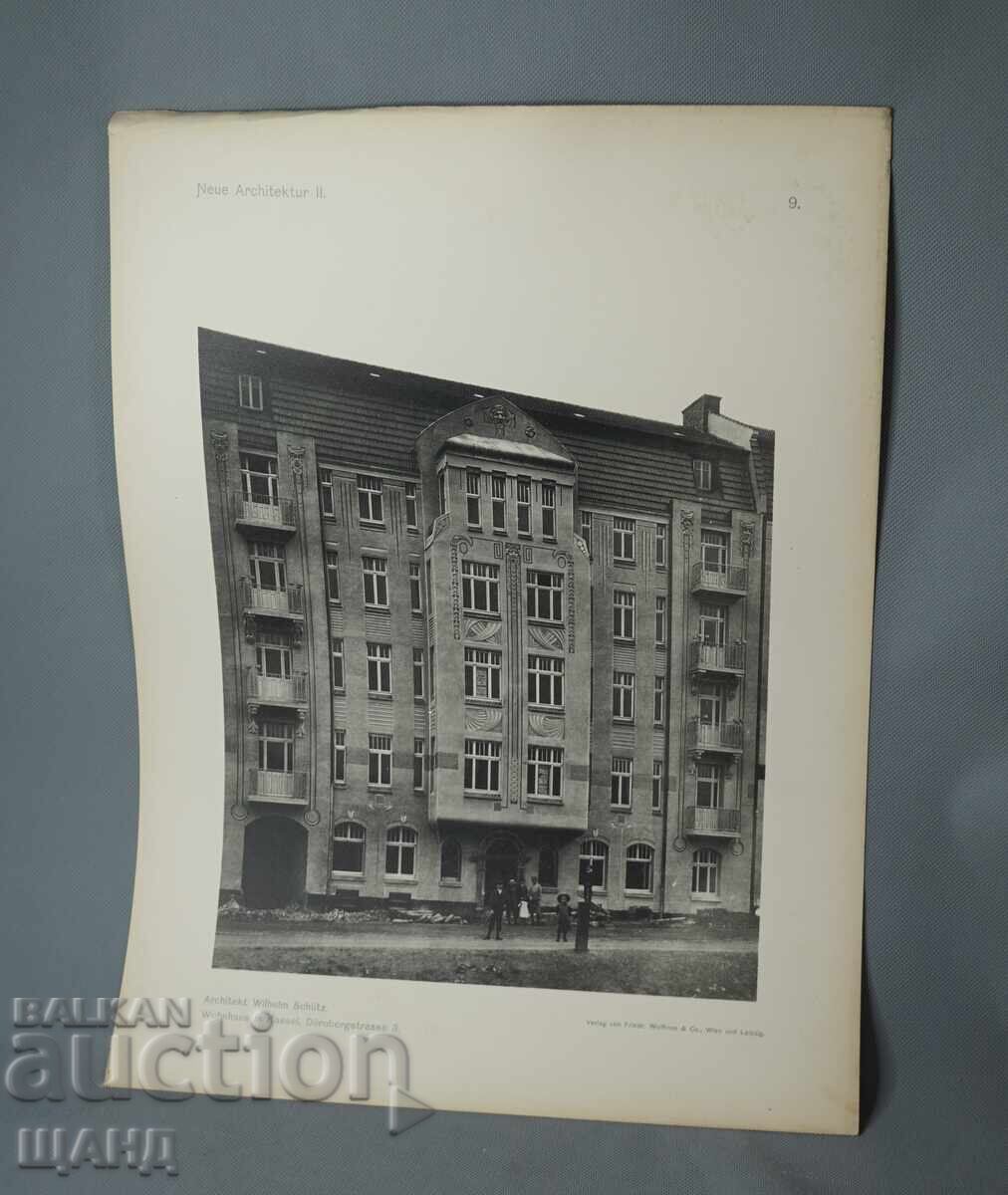 1900 Βιέννη αρχιτεκτονική λιθογραφία οικιστικού κτιρίου σπιτιού 1900 Βιέννη αρχιτεκτονική λιθογραφία οικιστικού κτιρίου σπιτιού