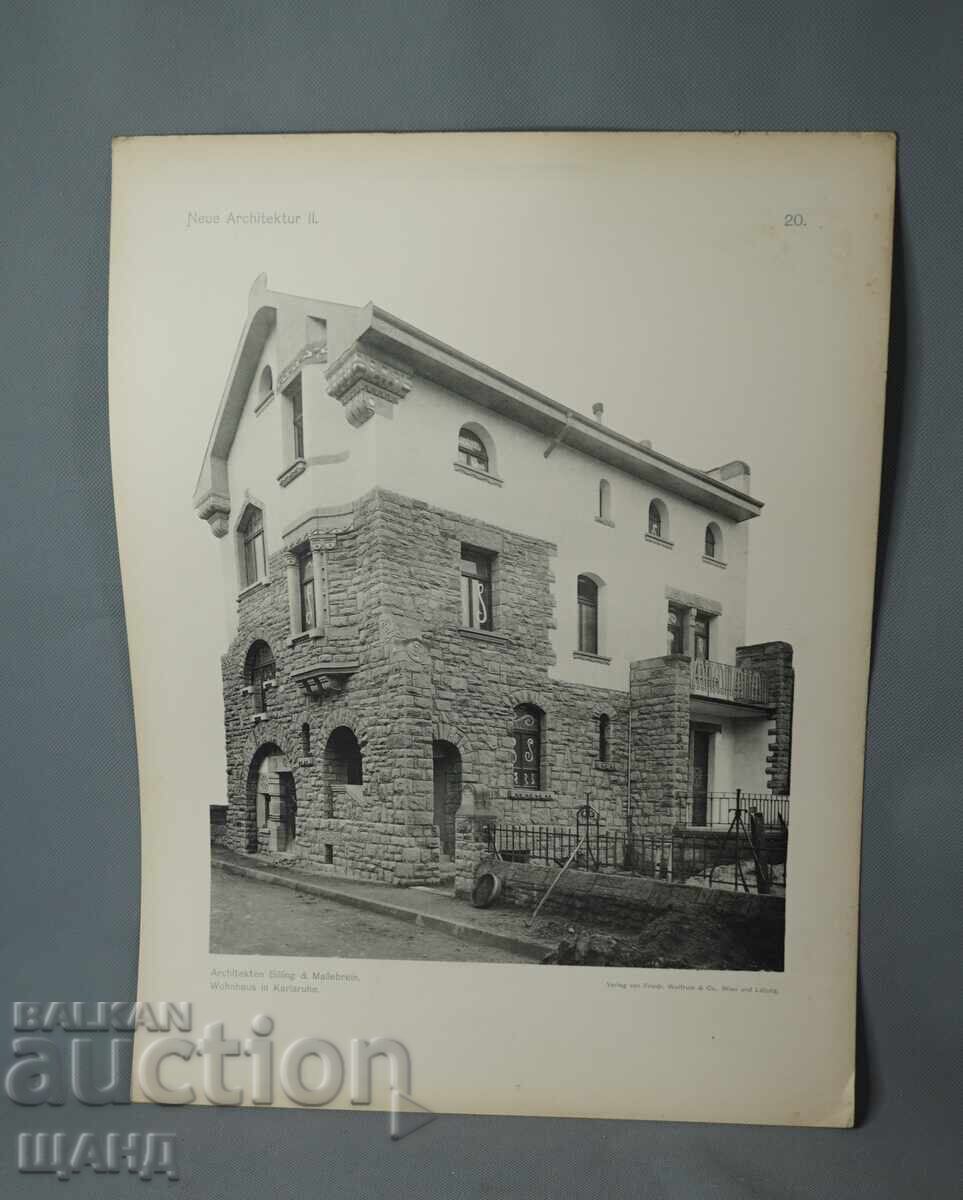 1900 Βιέννη αρχιτεκτονική λιθογραφία οικιστικού κτιρίου σπιτιού 1900 Βιέννη αρχιτεκτονική λιθογραφία οικιστικού κτιρίου σπιτιού