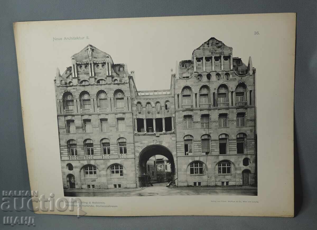 1900 Βιέννη αρχιτεκτονική λιθογραφία οικιστικού κτιρίου σπιτιού 1900 Βιέννη αρχιτεκτονική λιθογραφία οικιστικού κτιρίου σπιτιού