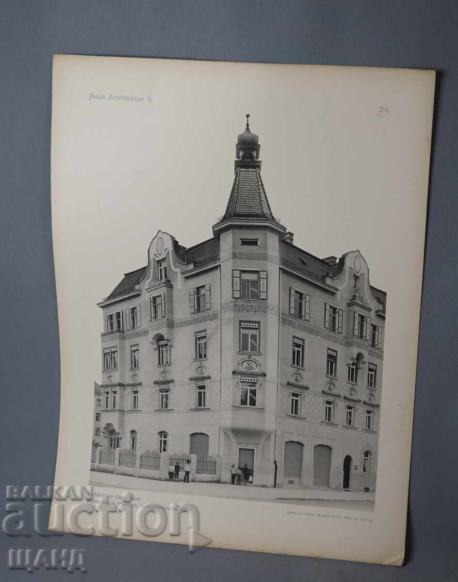 1900 Βιέννη αρχιτεκτονική λιθογραφία οικιστικού κτιρίου σπιτιού 1900 Βιέννη αρχιτεκτονική λιθογραφία οικιστικού κτιρίου σπιτιού