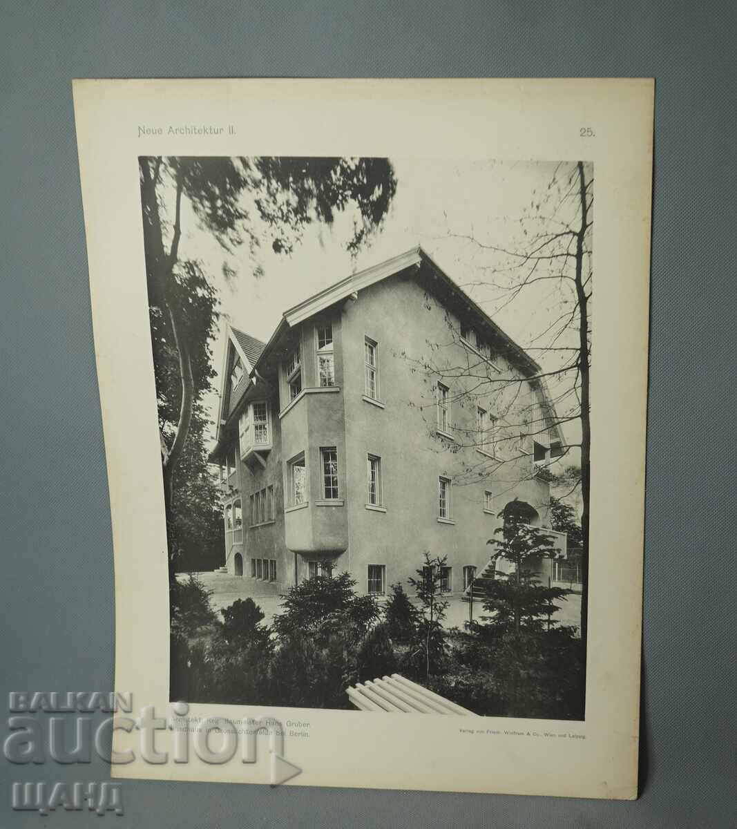 1900 Βιέννη αρχιτεκτονική λιθογραφία οικιστικού κτιρίου σπιτιού 1900 Βιέννη αρχιτεκτονική λιθογραφία οικιστικού κτιρίου σπιτιού