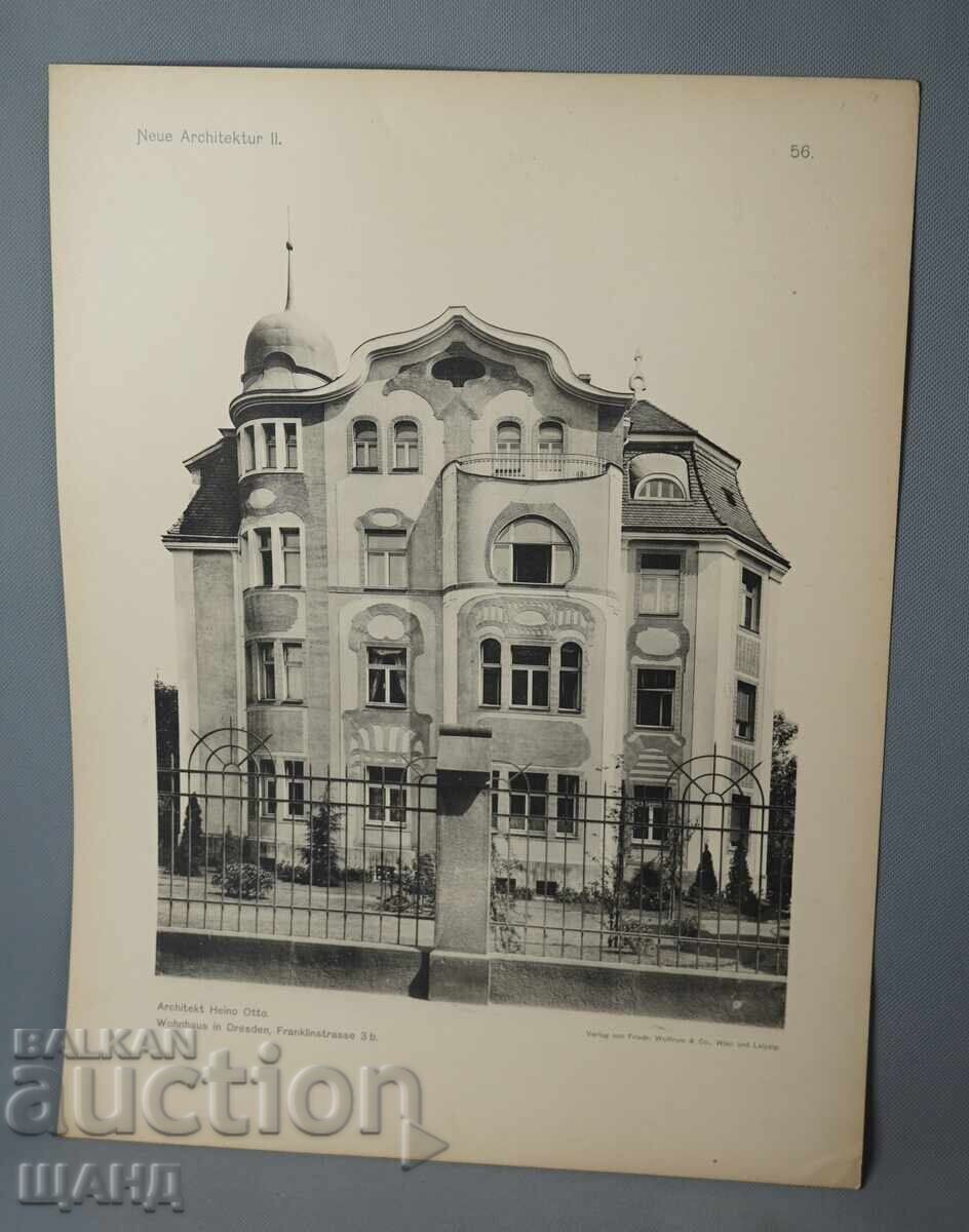 1900 Βιέννη αρχιτεκτονική λιθογραφία οικιστικού κτιρίου σπιτιού 1900 Βιέννη αρχιτεκτονική λιθογραφία οικιστικού κτιρίου σπιτιού
