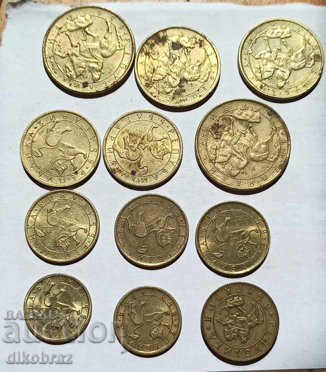 Аукцион 12 монети от 90те години България - За 1 €вро