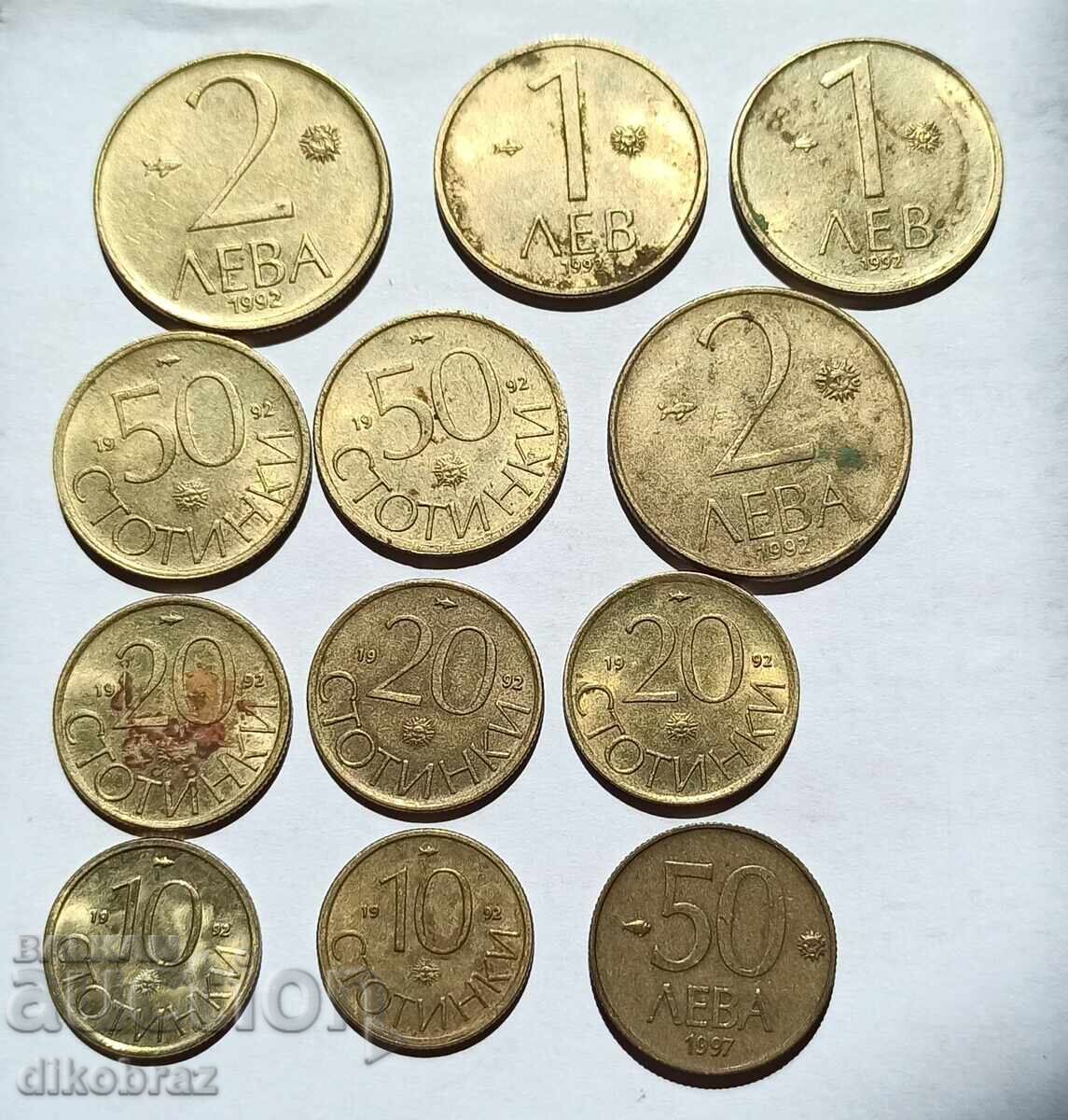 12 монети от 90те години България - За 1 €вро