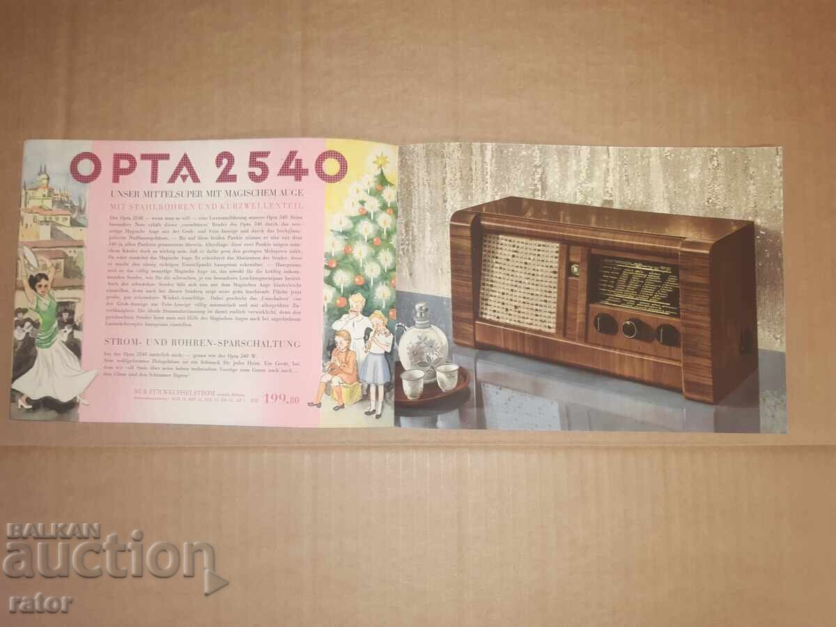 Auction  Vintage advertisement, brochure for OPTA radio 1939, Kingdom of Bulgaria