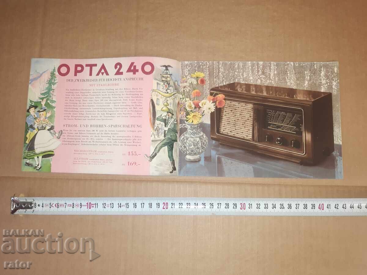 Vintage advertisement, brochure for OPTA radio 1939, Kingdom of Bulgaria