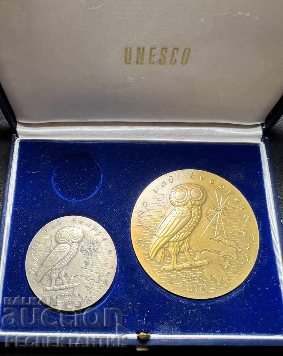 SET RAR UNESCO MEDALIE DE ARGINT ȘI BRONZ ARISTOTEL 1978