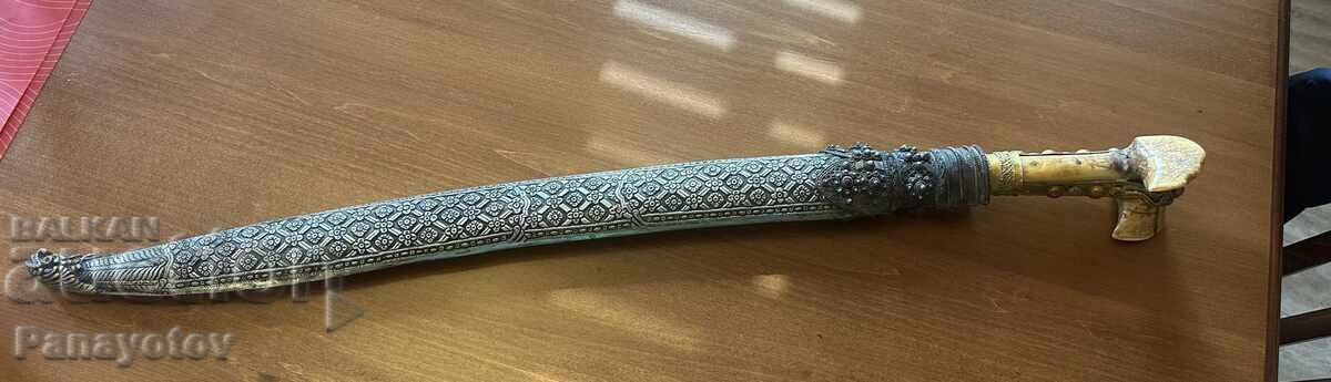 OTTOMAN YATAGAN WALRUS TUSK CORAL GILDING KNIFE DIRK SHASHKA - 5
