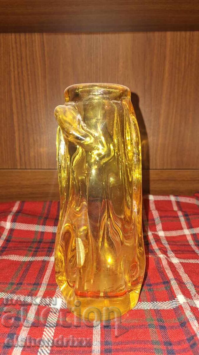 Yellow blown glass vase with price € 6.00 | 11.74 BGN