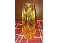 Yellow blown glass vase