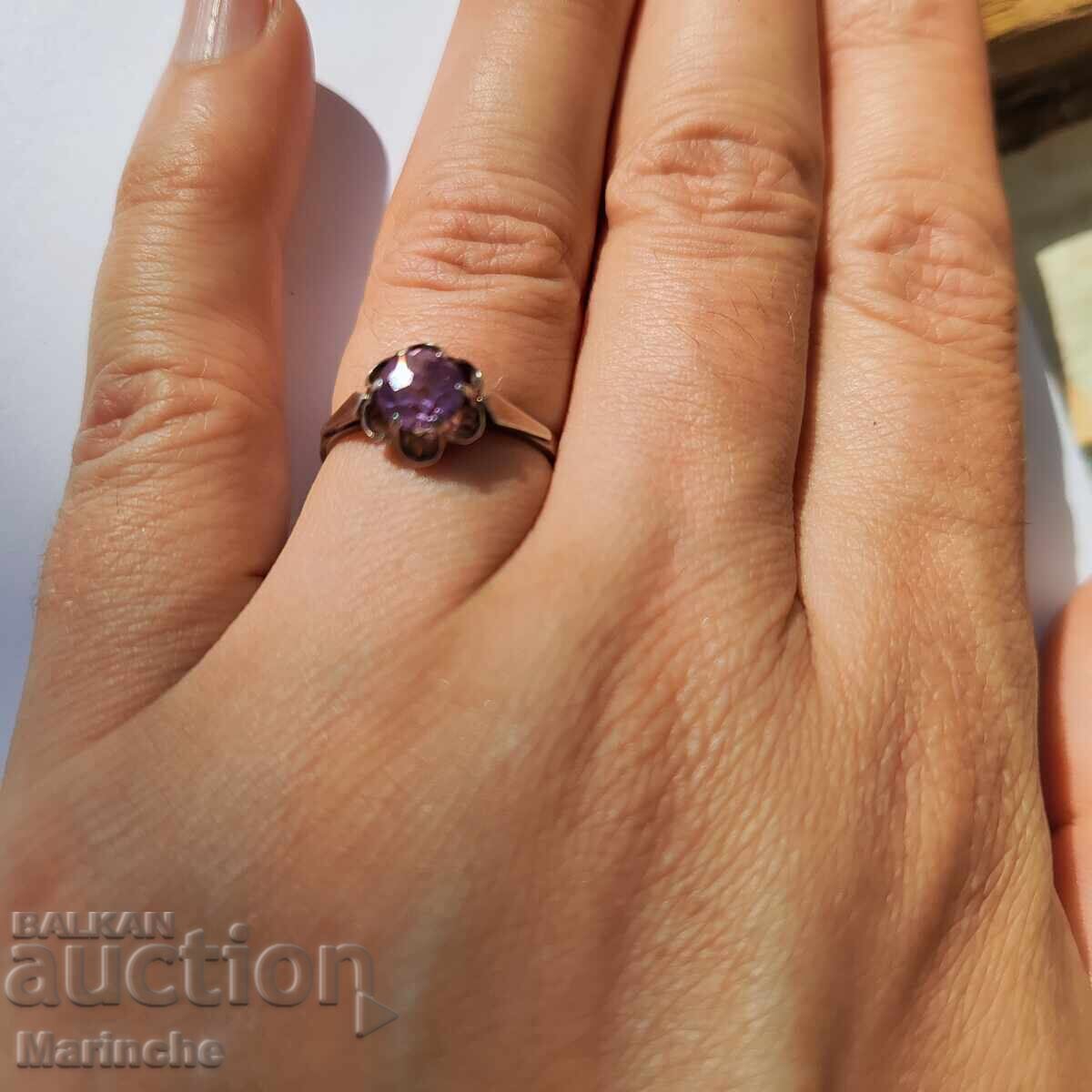 Old Russian ring with amethyst 925 sterling silver