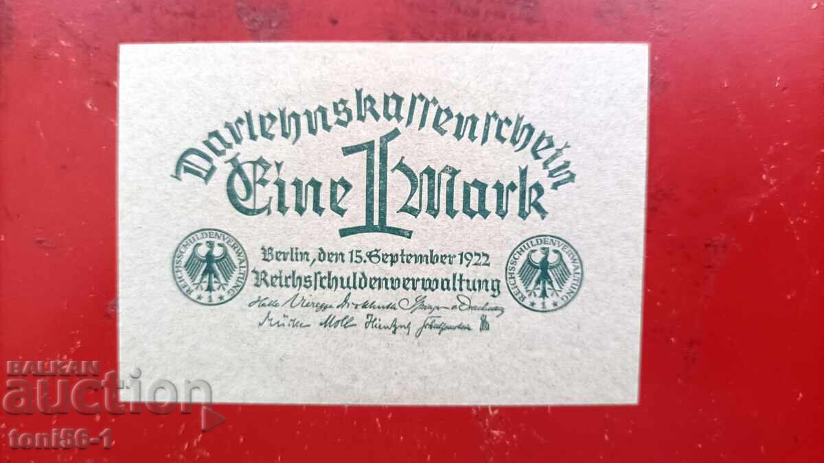 Германия 1 марка 1922 UNC Германия 1 марка 1922 UNC