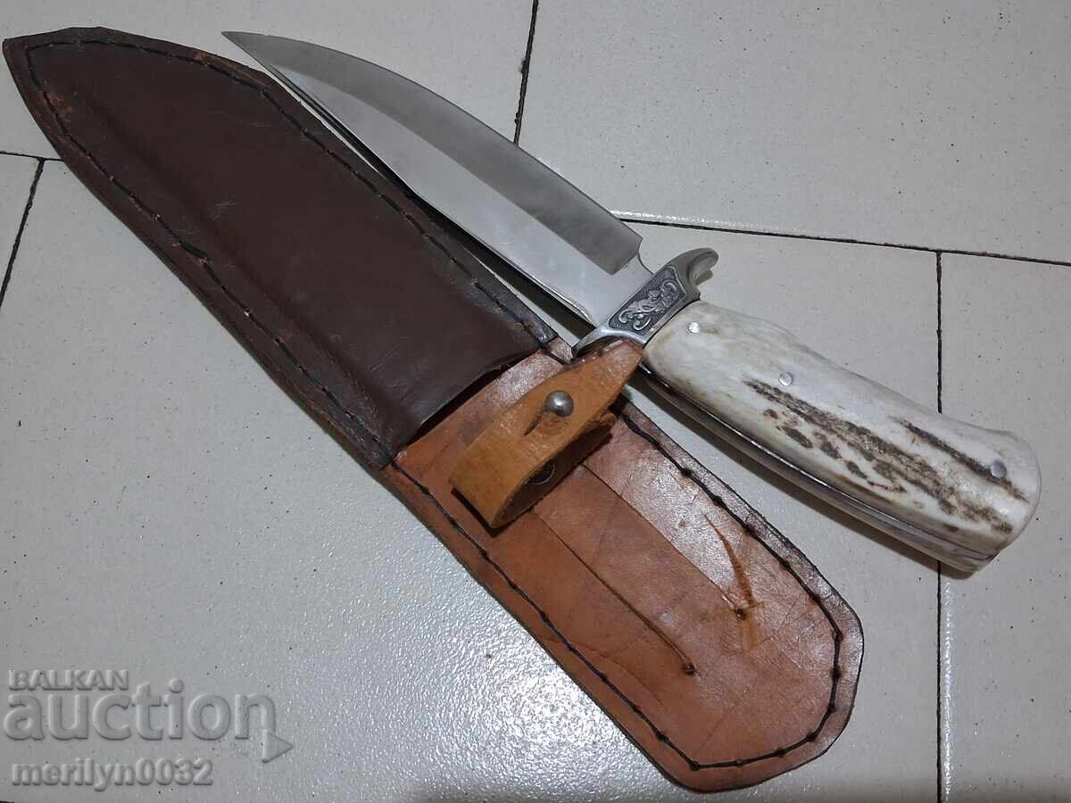 Κυνηγετικό μαχαίρι με θήκη, λαβή από κέρατο ελαφιού με τιμή € 99.41 | 194.43 BGN Κυνηγετικό μαχαίρι με θήκη, λαβή από κέρατο ελαφιού με τιμή € 99.41 | 194.43 BGN
