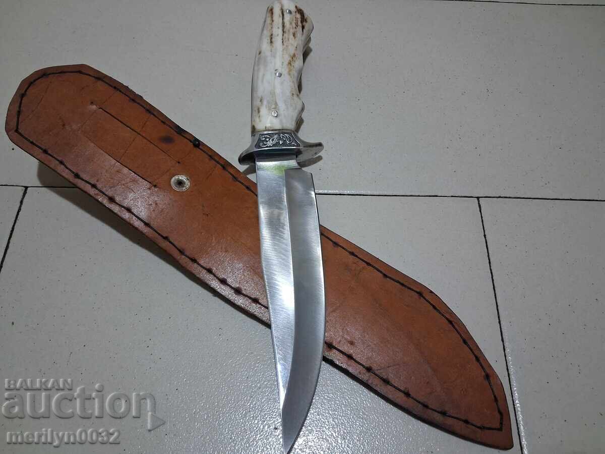 Κυνηγετικό μαχαίρι με θήκη, λαβή από κέρατο ελαφιού - 5 Κυνηγετικό μαχαίρι με θήκη, λαβή από κέρατο ελαφιού - 5