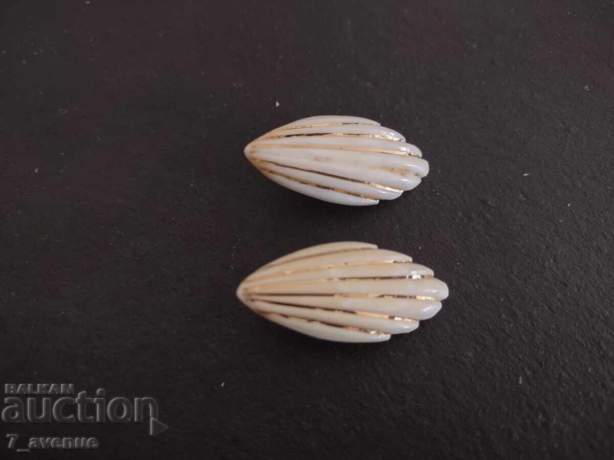 Authentic 100-year-old 585 gold and genuine ivory earrings with price 99.00 €