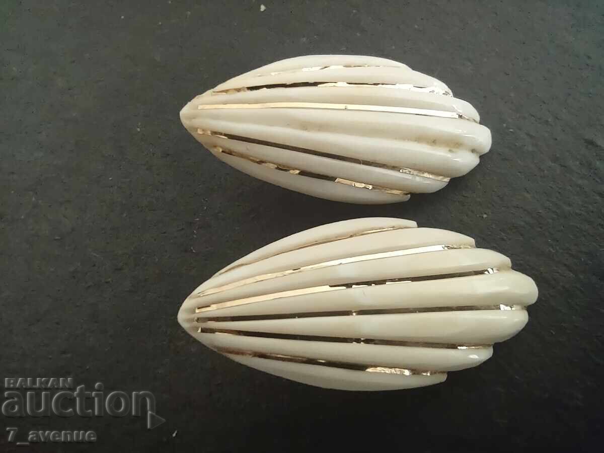 Auction  Authentic 100-year-old 585 gold and genuine ivory earrings