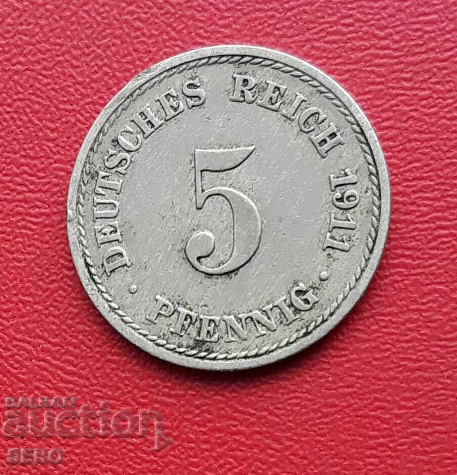 Germany-5 Pfennig 1911 A-Berlin Germany-5 Pfennig 1911 A-Berlin