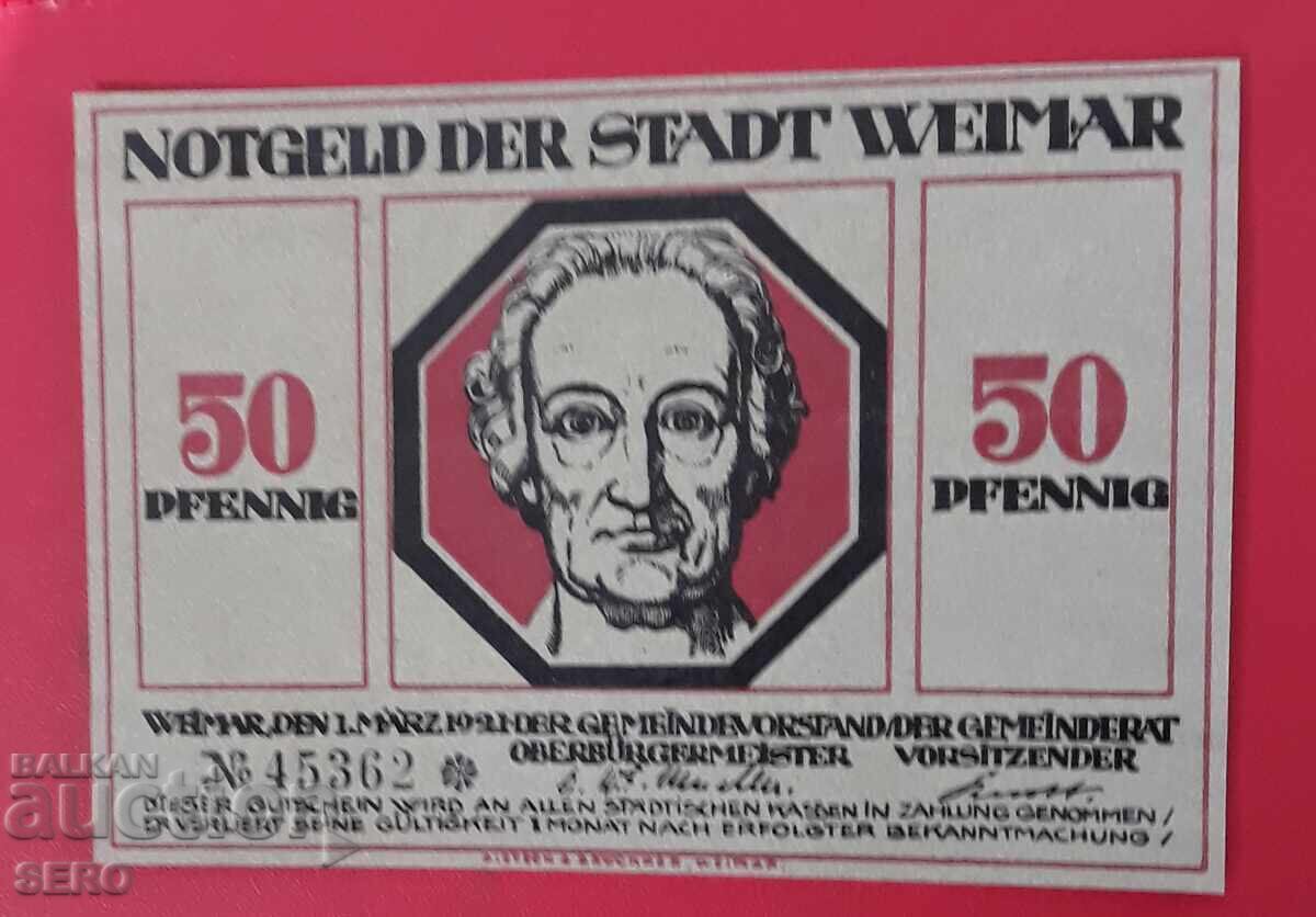 Banknote-Germany-Thuringia-Weimar-50 pfennig 1921 Banknote-Germany-Thuringia-Weimar-50 pfennig 1921