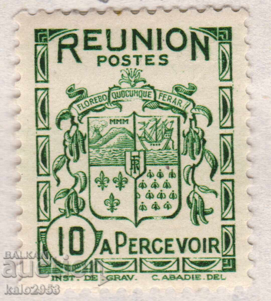Френски Реюнион-1933-За доплащане-Герб на колонията,MLH Френски Реюнион-1933-За доплащане-Герб на колонията,MLH