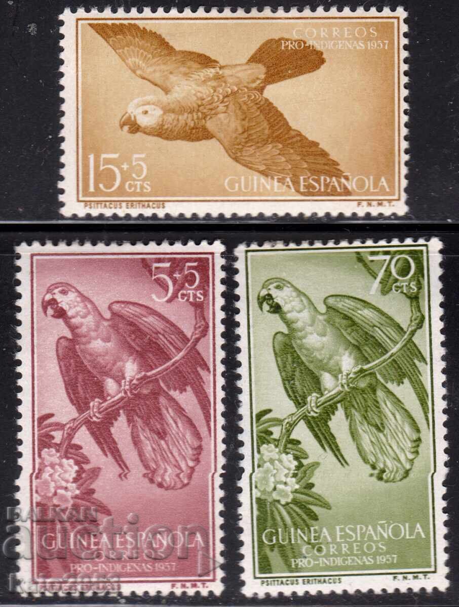 Испанска Гвинея-1957-Благотворителна-серия папагали,MLH Испанска Гвинея-1957-Благотворителна-серия папагали,MLH