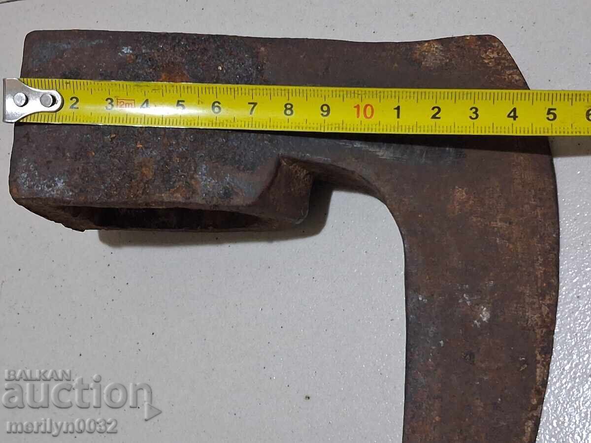 Military axe with stamp, forged iron tool - 6