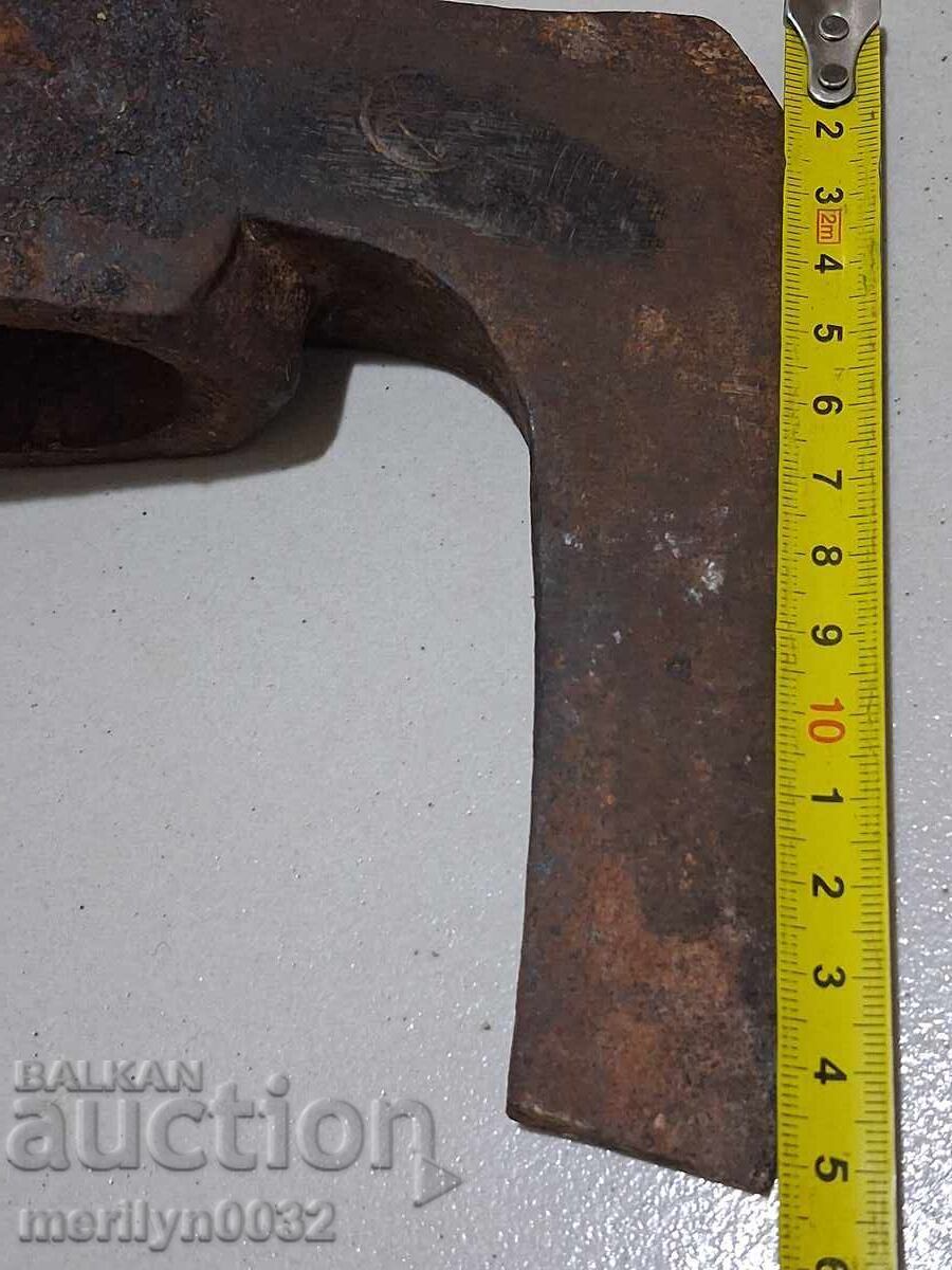 Military axe with stamp, forged iron tool - 7