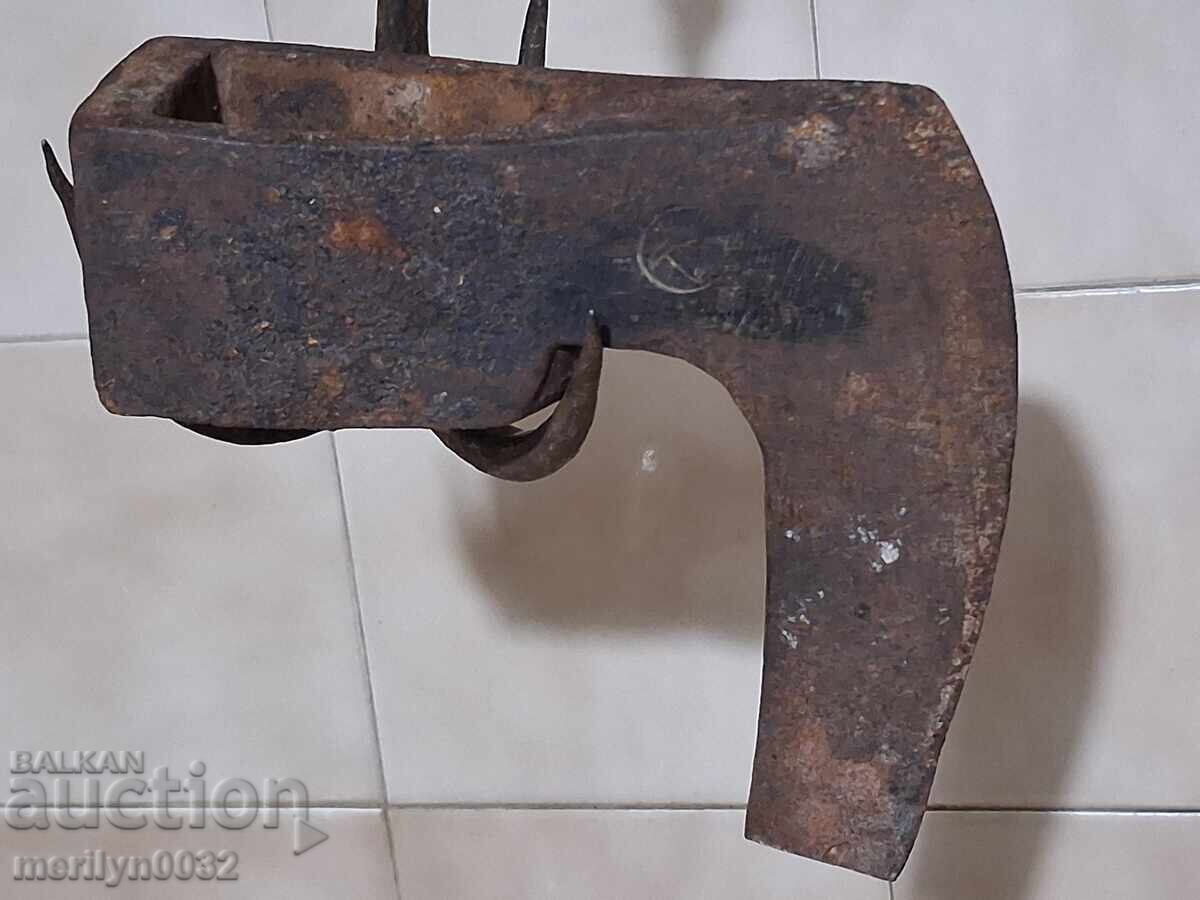 Military axe with stamp, forged iron tool