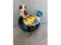 Hand-painted porcelain rocking rooster